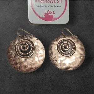 NWT nadineWEST Rose Gold Hammered Spiral Earrings ~1 3/4"